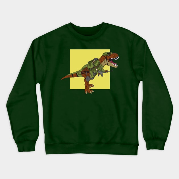 T-rex is a war veteran in prehistoric times Crewneck Sweatshirt by FAawRay